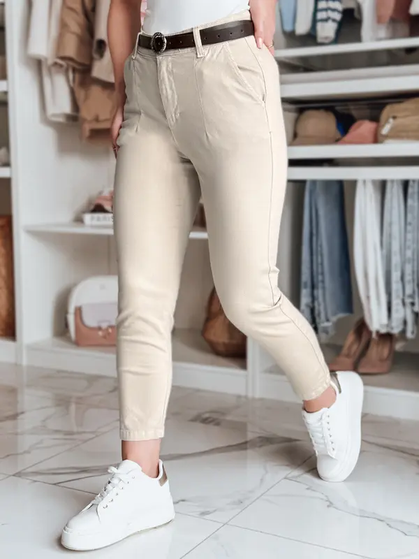DStreet Ženske slim fit hlače TAIRONIK s remenom