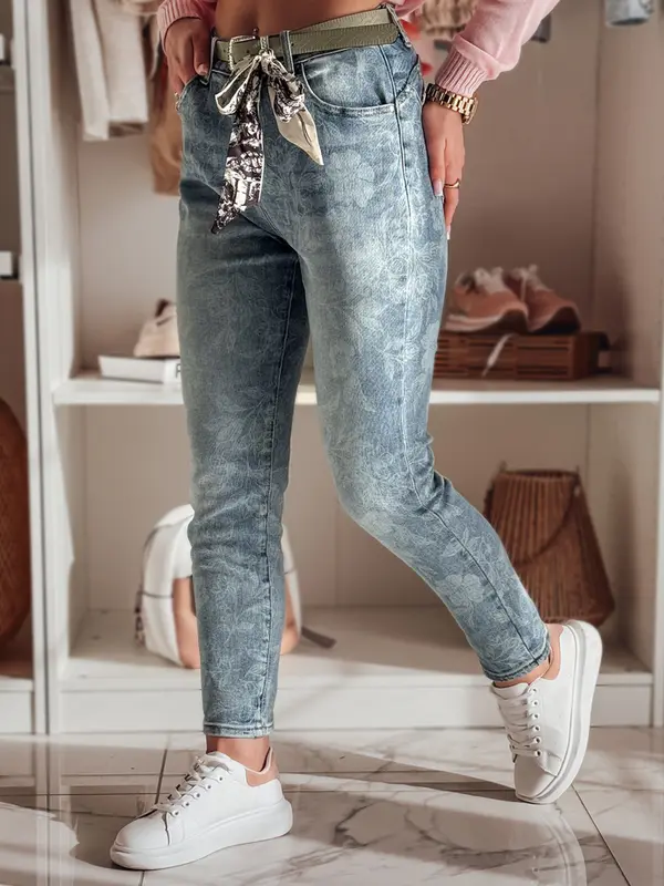 DStreet Ženske slim fit traperice FLORETTA s remenom