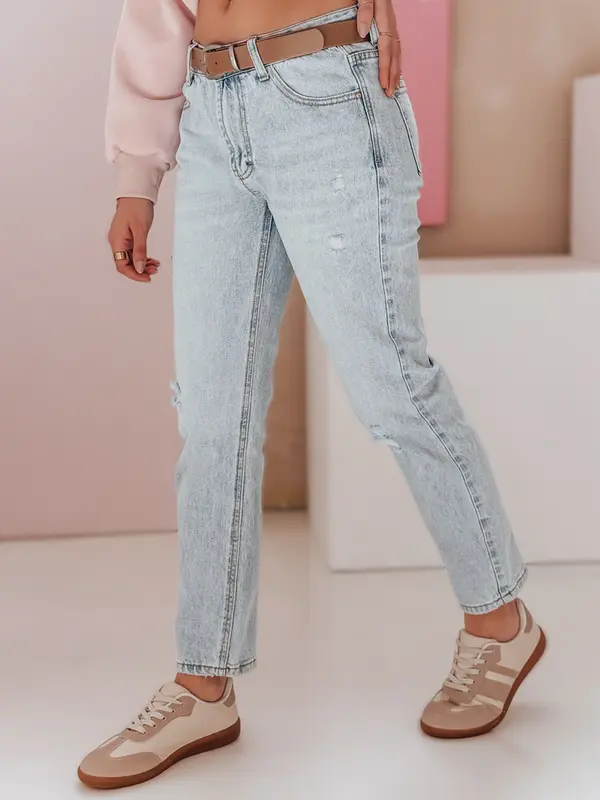 DStreet Ženske slim fit traperice s remenom SLIMLEN