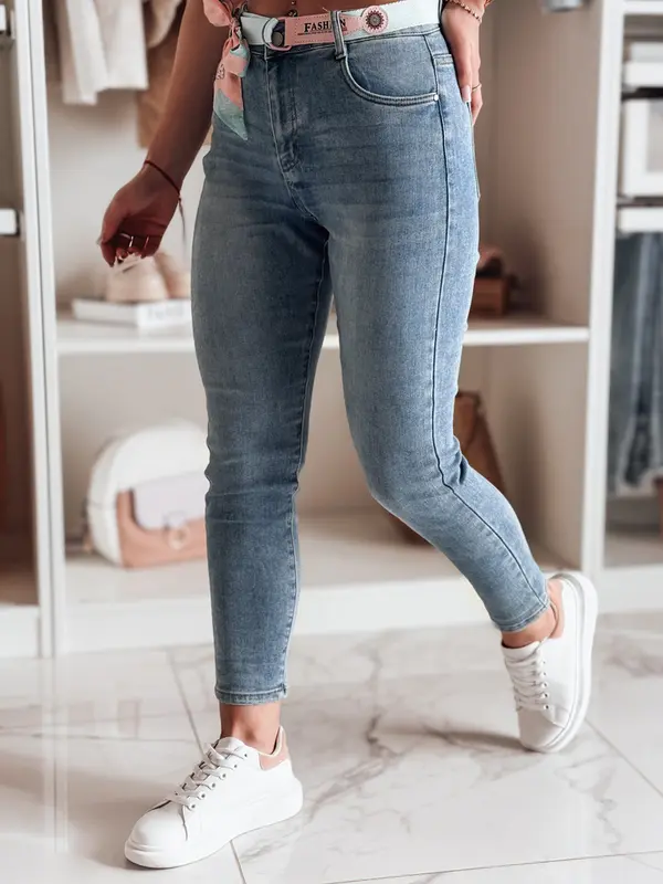 DStreet Ženske slim fit traperice s remenom TRENDLINE