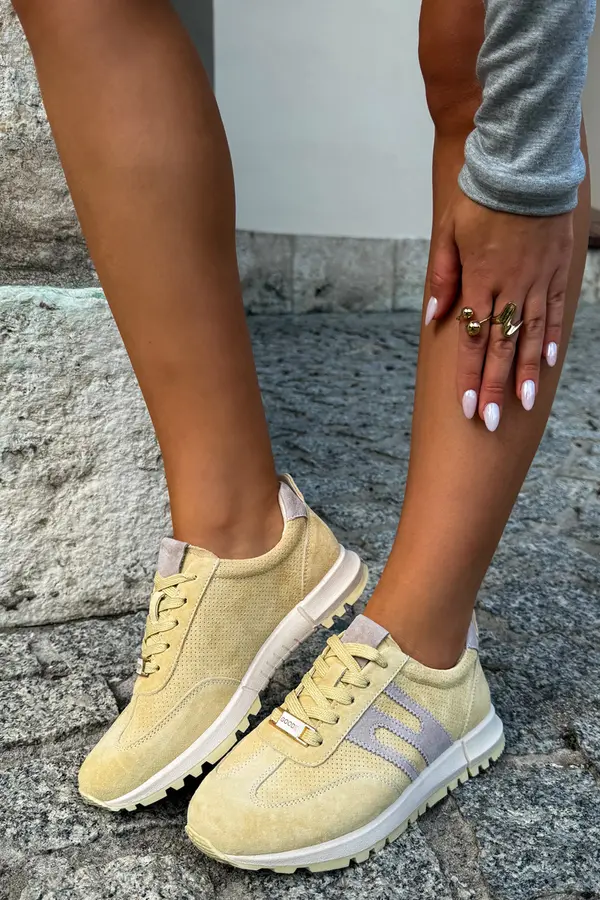 Boto Ženske sportske tenisice od prirodnog brušene kože, žute