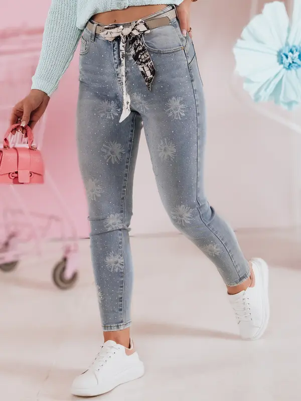 DStreet Ženske uske traperice CRYSTALUX s remenom