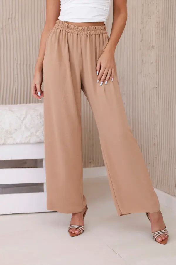 Kesi Włoski Ženske viskozne hlače Kesi Wide Leg cappuccino