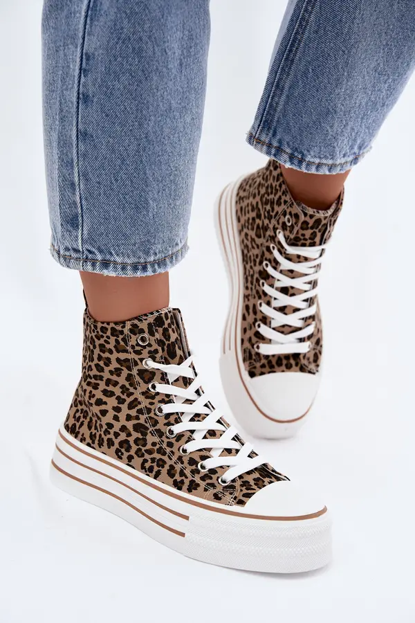 Boto Ženske visoke tenisice s platformom s leopard printom