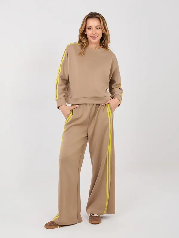 RUE PARIS Ženski bež prugasti outfit