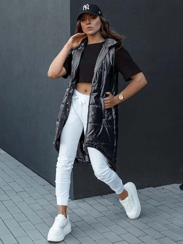 DStreet Ženski crni prošiveni prsluk MERIS