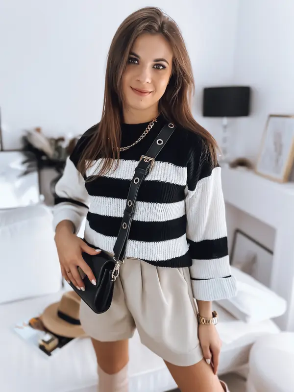 DStreet Ženski džemper AMELIA crno-bijeli Dstreet