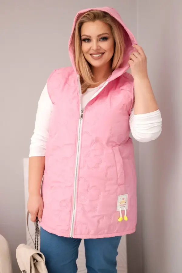 Kesi Włoski Ženski plus size prsluk s kapuljačom i cvjetnim šavovima