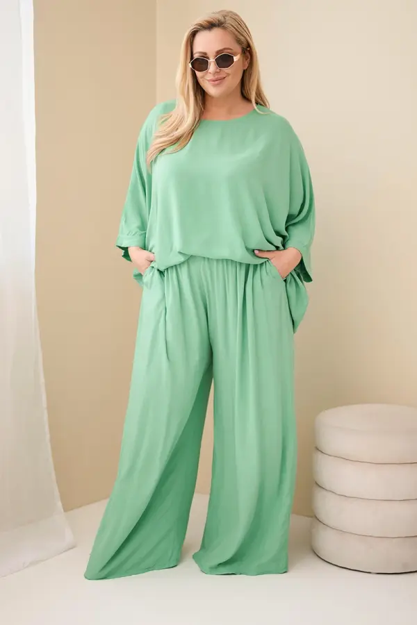 Kesi Włoski Ženski plus size set s cvjetnim hlačama Kesi Włoski