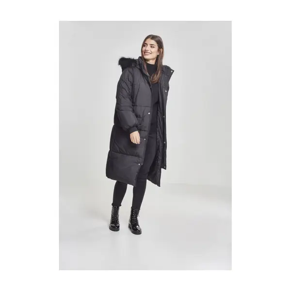 Urban Classics Ženski predimenzionirani kaput od umjetnog krzna blk/blk
