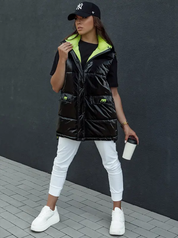 DStreet Ženski prošiveni prsluk MAYLO crne boje