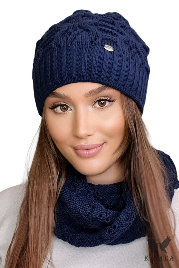 Kamea Ženski set Kamea Kamea_Set_Hat&Chimney_K.22.205.12_Navy_Blue