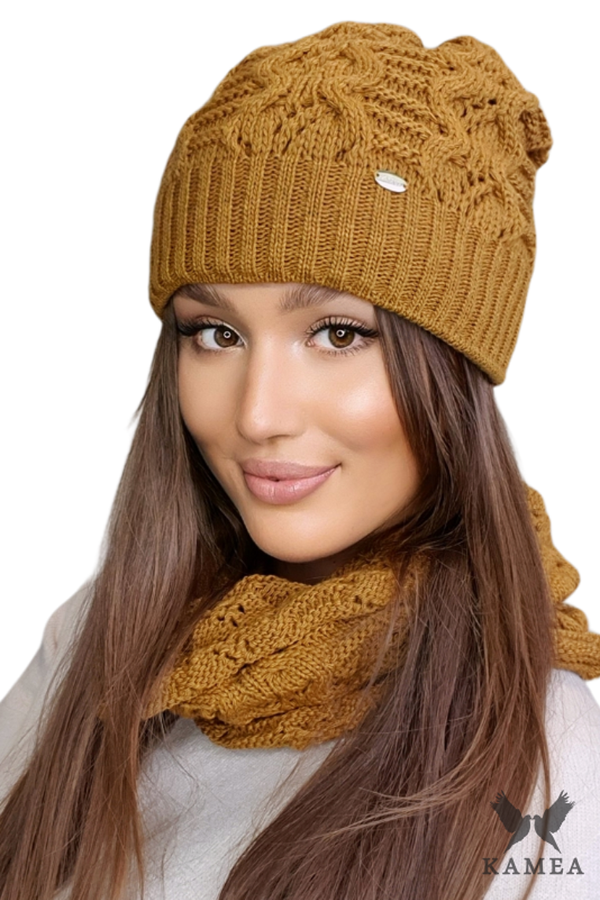 Kamea Ženski set Kamea Kamea_Set_Hat&Chimney_K.22.205.48_Mustard