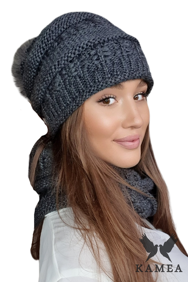 Kamea Ženski set Kamea Kamea_Set_Hat&Chimney_K.22.206.07_Graphite