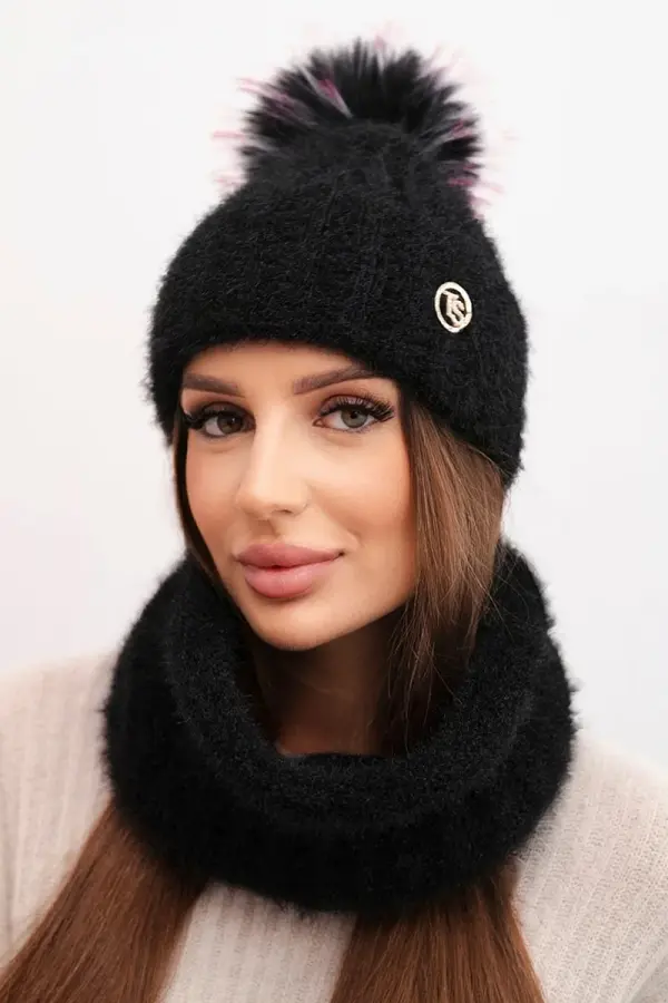 Polski Ženski zimski set s pompom i grijačem za vrat