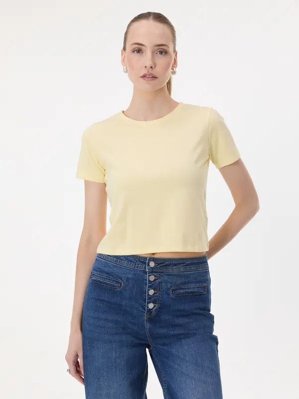 Orsay Ženski žuti crop top s kratkim rukavima