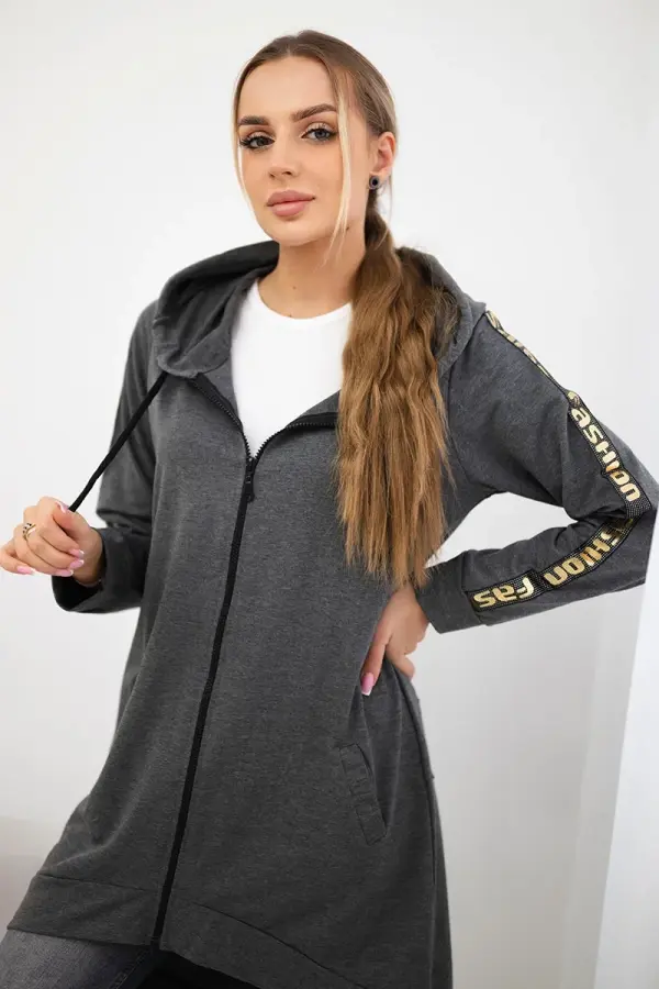 Kesi Zip-up sweatshirt in graphite melange back
