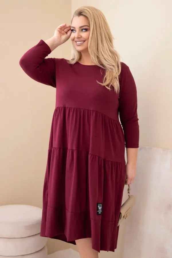 Kesi Włoski Žuta haljina plus size s volanima i zavrnutim rukavima