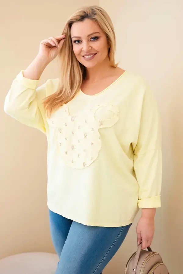 Kesi Włoski Žuta plus size bluza s V-izrezom