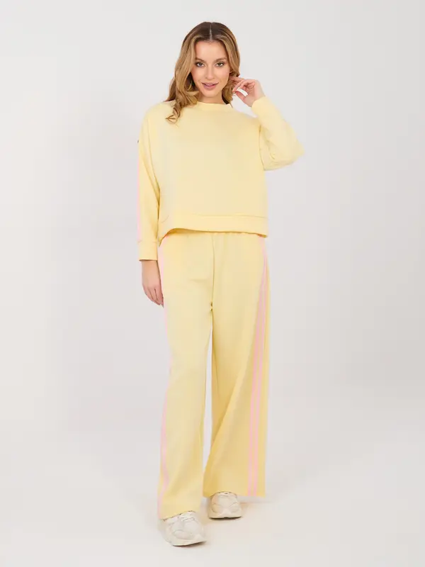 RUE PARIS Žute hlače s ružičastim prugama