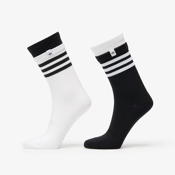 adidas Originals adidas 3 Stripes 2 Layer Crew Socks 2-Pack Black/ White S