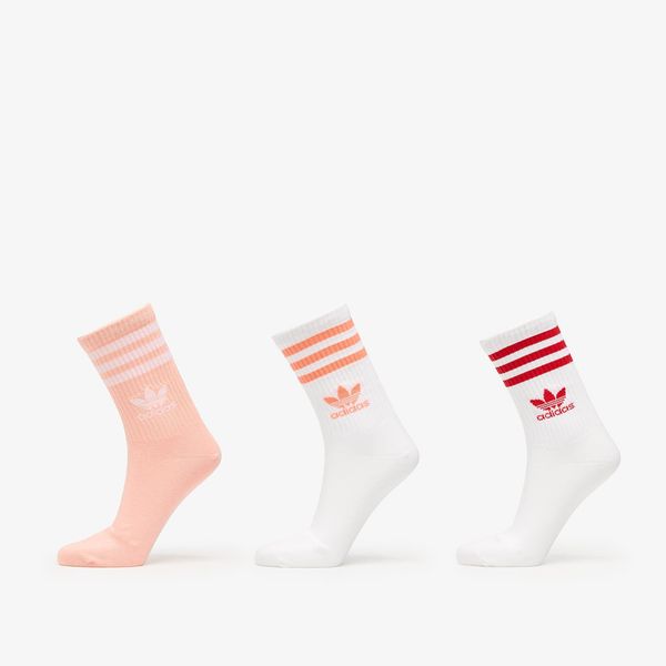 adidas Originals adidas 3 Stripes Crew Sock 3-Pack White/ Glow Pink/ White M