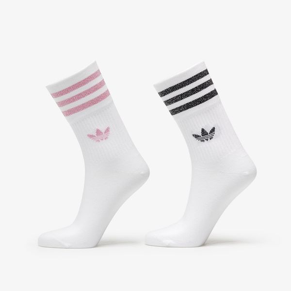 Adidas adidas Mid-Cut Glitter Crew Socks 2-Pack White/ Bliss Pink/ Black