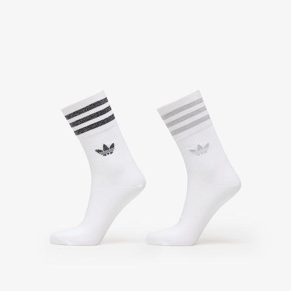 Adidas adidas Mid-Cut Glitter Crew Socks 2-Pack White/ Grey Two/ Black