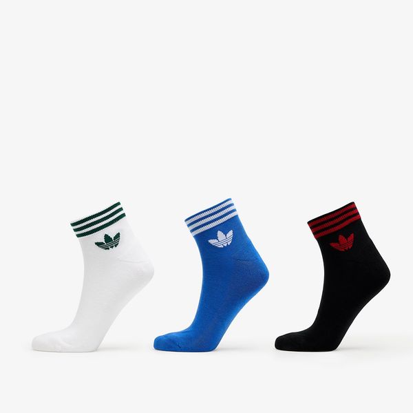 adidas Originals adidas Trefoil Ankle Sock Half-Cushioned 3-Pack Black/ Blue/ White L