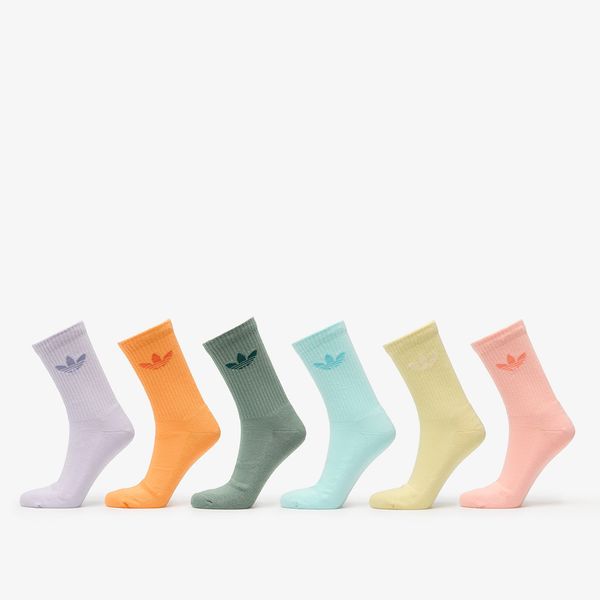 Adidas adidas Trefoil Crew Cushion Socks 6-Pack Silver Green/ Glow Pink/ Powder Yellow S