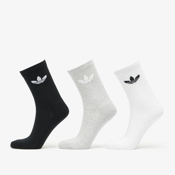 adidas Originals adidas Trefoil Cushion Crew Sock 3-Pack White/ Medium Grey Heather/ Black S