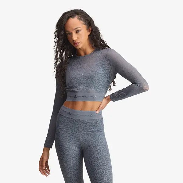 adidas Performance adidas x Stella McCartney Asmc Longsleeve Lace Crop Top Onix M