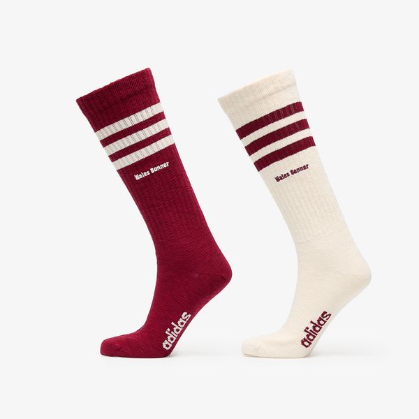 adidas Originals adidas x Wales Bonner 3 Stripes Socks 2-Pack Wonder White/ Core Burgundy S