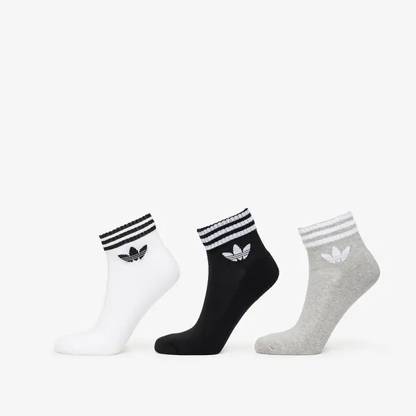 adidas Originals Čarape adidas 3-Stripes Ankle Socks 3-Pack White/ Medium Grey Heather/ Black M