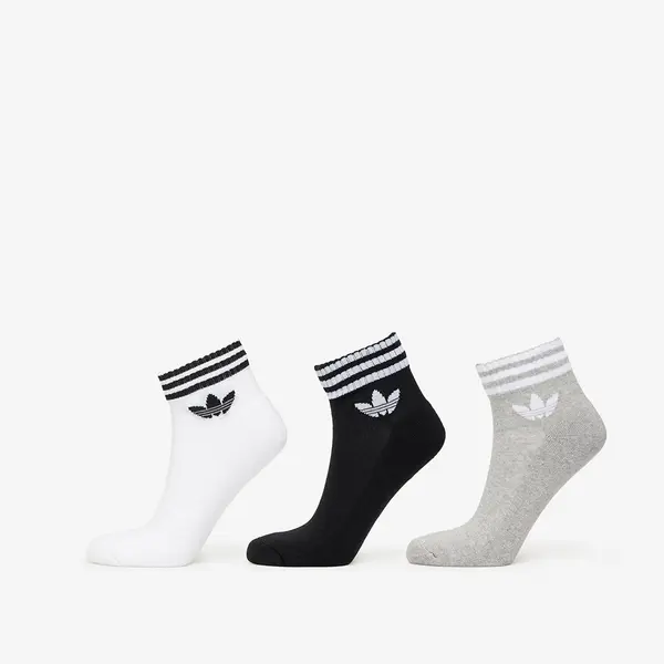 adidas Originals Čarape adidas 3-Stripes Ankle Socks 3-Pack White/ Medium Grey Heather/ Black S
