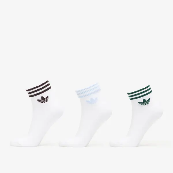 adidas Originals Čarape adidas 3-Stripes Ankle Socks 3 Pairs White/ Aurora Coffee/ Crystal Sky- Collegiate Green XL