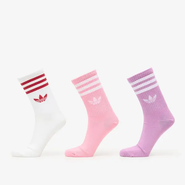 adidas Originals Čarape adidas 3-Stripes Crew Socks 3 Pairs Preloved Purple/ Bliss Pink/ White XS