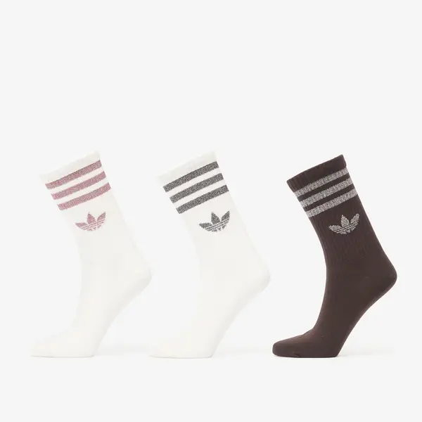 adidas Originals Čarape adidas 3 Stripes Glitter Crew Socks 3-Pack Off White/ Aurora Coffee S