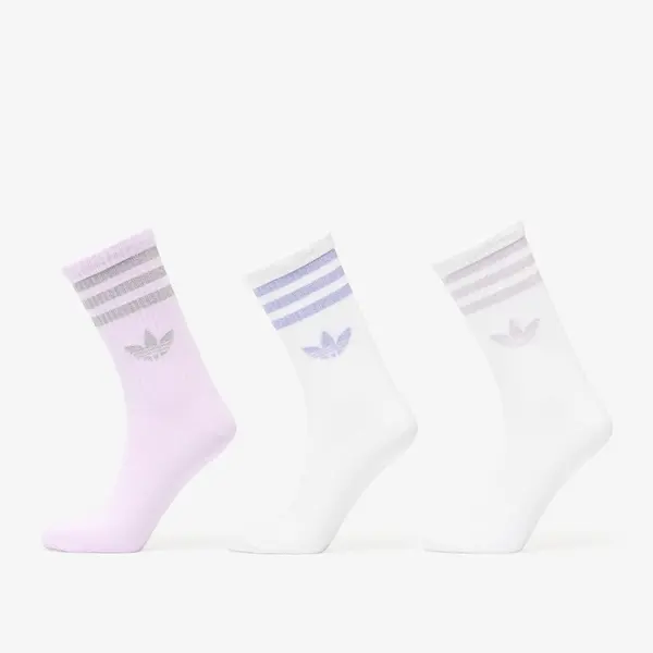 adidas Originals Čarape adidas 3 Stripes Glitter Crew Socks 3-Pack White/ Ice Lavender L