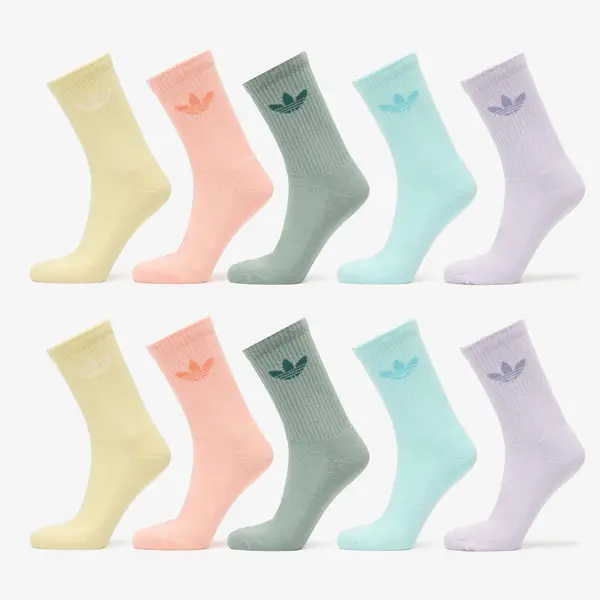 adidas Originals Čarape adidas Trefoil Crew Socks 10-Pack Silver Green/ Glow Pink/ Semi Flash Aqua XL