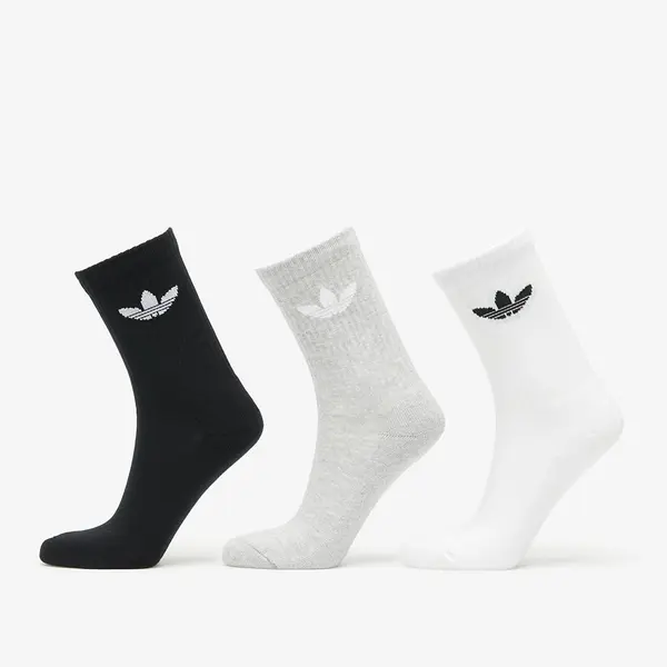 adidas Originals Čarape adidas Trefoil Cushion Crew Sock 3-Pack White/ Medium Grey Heather/ Black XL