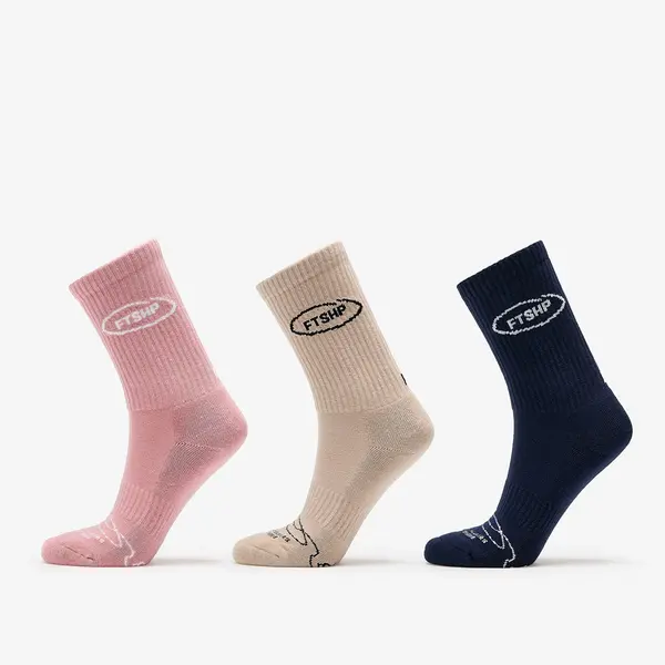 FTSHP Čarape Footshop Basic Crew Socks 3-Pack Navy/ Acru/ Pink 36-38