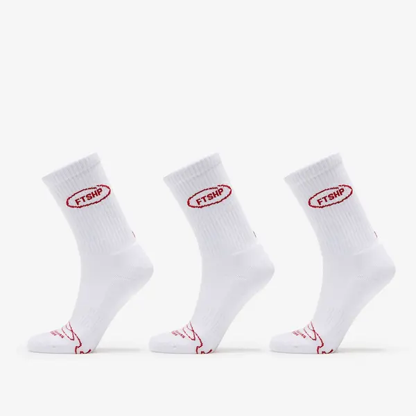 FTSHP Čarape Footshop Basic Crew Socks 3-Pack White (Red Logo) 39-42