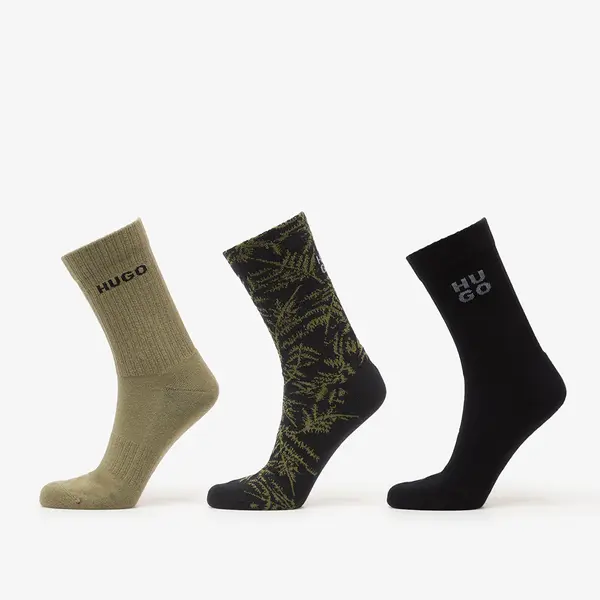 Hugo Boss Čarape Hugo Boss Qs Rib Fern Socks 3-Pack Black 43-46