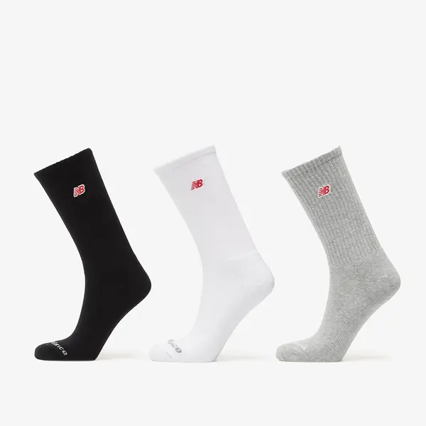 New Balance Čarape New Balance Red Patch Logo Crew Socks 3-Pack Black/ White/ Grey M