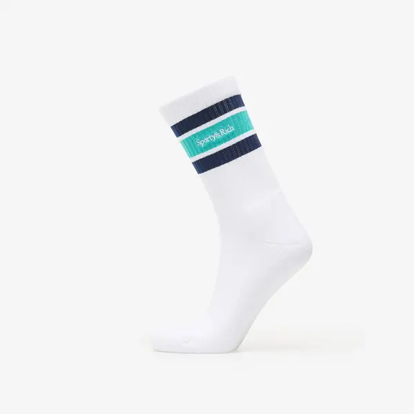 Sporty & Rich Čarape Sporty & Rich Serif Logo Socks White/ Spring Green/ Light Navy Universal