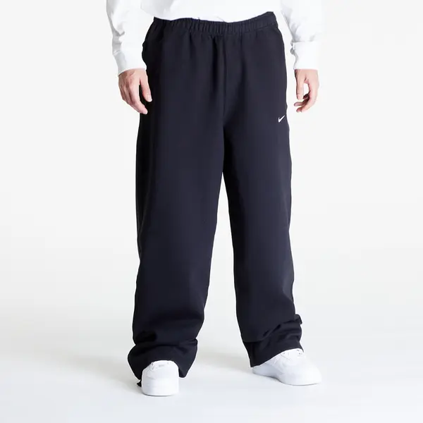 Nike Donji dio trenerke Nike Solo Swoosh Men's Open-Hem Brushed-Back Fleece Pants Black/ White L