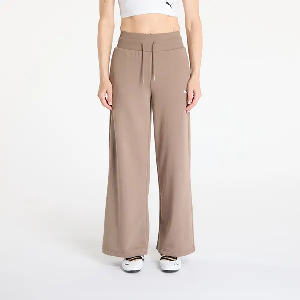 Puma Donji dio trenerke Puma Wardrobe Essentials Relaxed Wide Leg Sweatpants Totally Taupe L