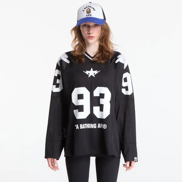 A BATHING APE Dres A Bathing Ape Line Camo Multi Logo Cropped Fit Football Jersey UNISEX Black M