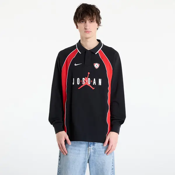Jordan Dres Jordan Flight Men's Long-Sleeve Polo Jersey Black/ University Red/ University Red L